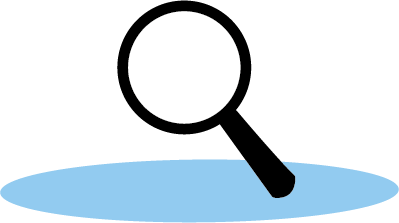 Magnifying glass on blue circle